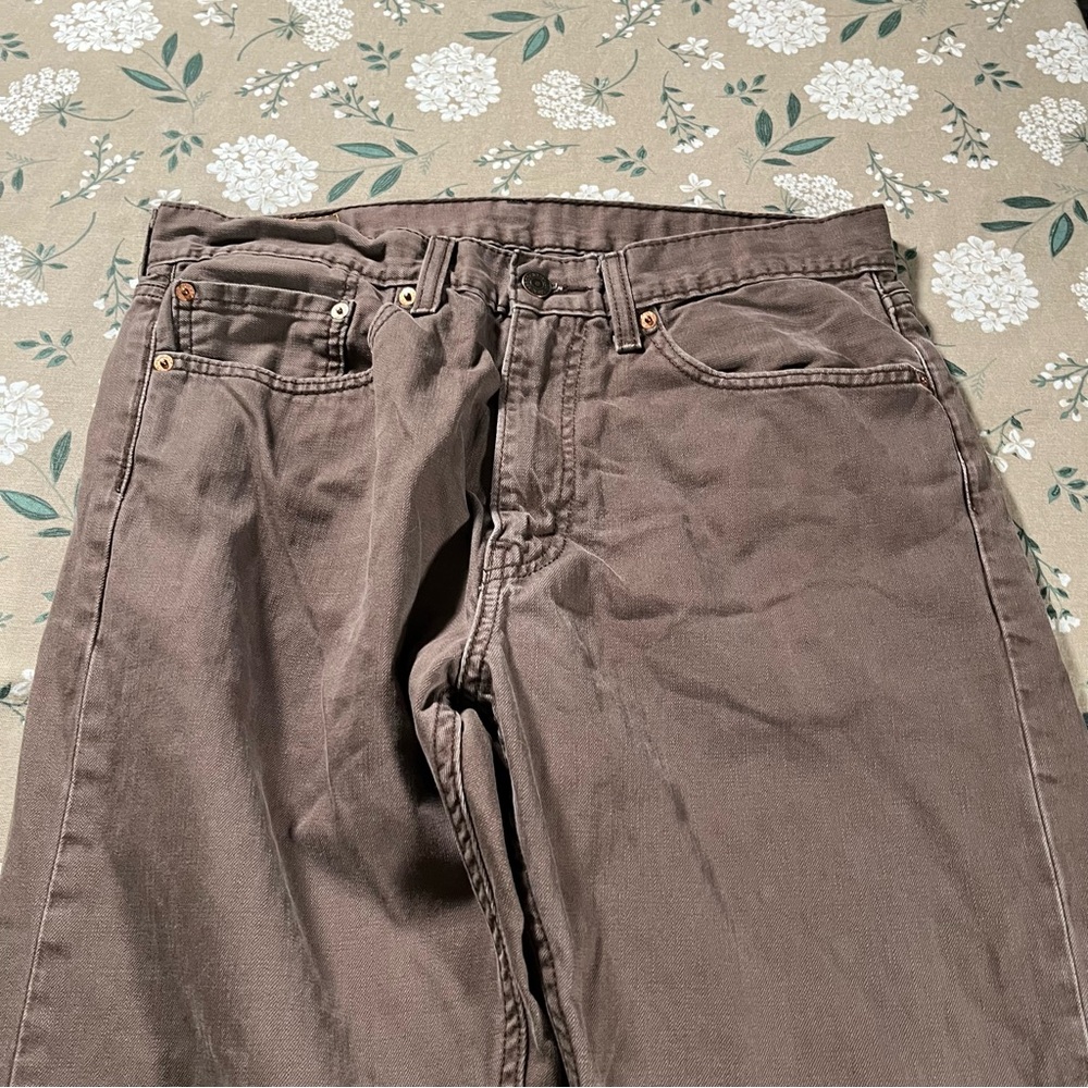 Levis 505 Jeans Men’s 34x32 Brown Straight Leg White Tab Denim Preppy Western - Picture 2 of 11